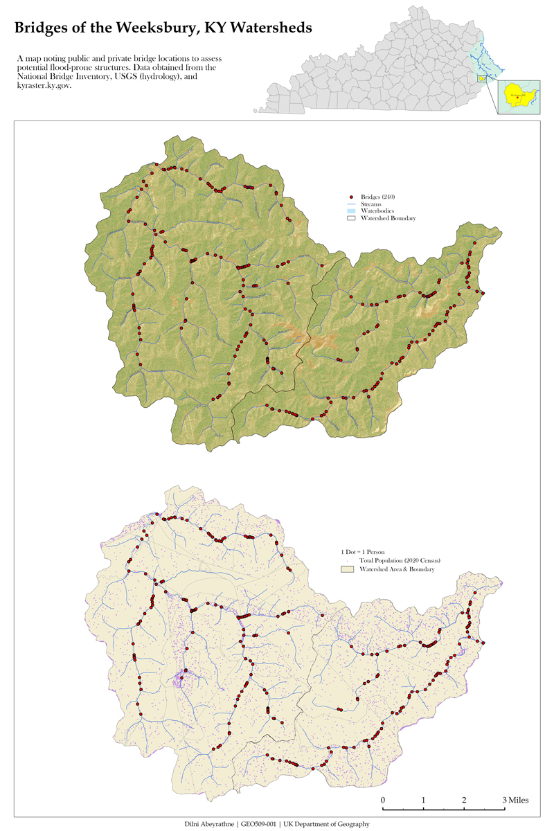 Bridges and Population Density in the Weeksbury Watershed